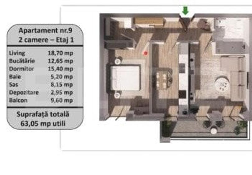 Apartament cu 2 camere decomandat în Tractorul — fotografia 1
