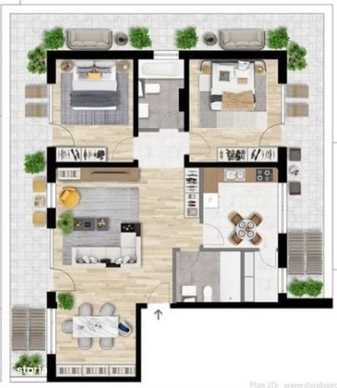 Apartament 3 CAM, SU 88.9MP 1 TERASA, 2 BAI , zona INTRE LACURI - 3