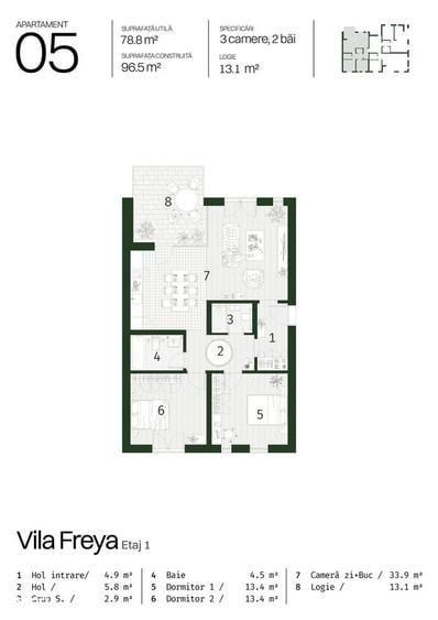 Apartament cu 2 camere în Paleu