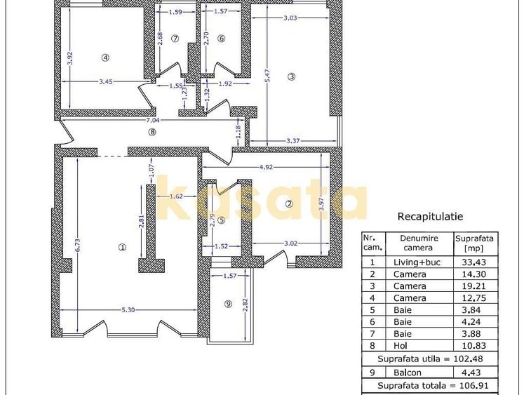 Apartament cu 4 camere în Tei
