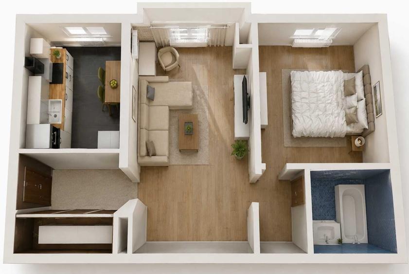 Apartament cu 2 camere semidecomandat în Mihai Bravu