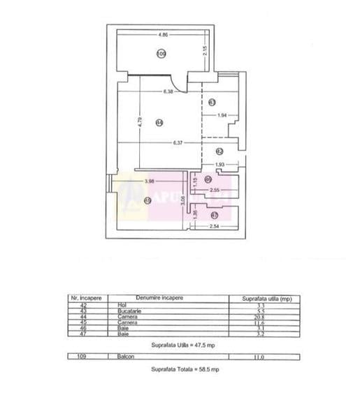 Apartament cu 2 camere semidecomandat, mobilat în Central