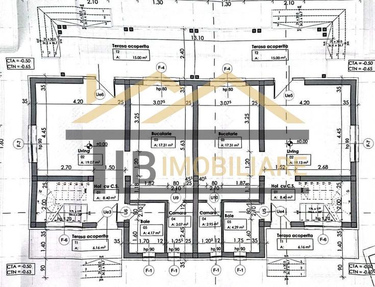Duplex cu 4 camere cu Canalizare în Unirii