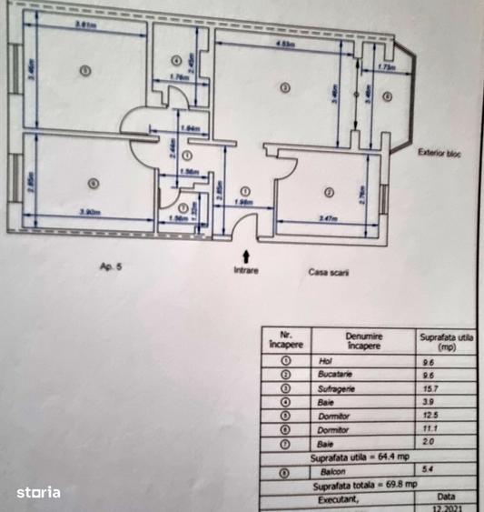 Apartament cu 3 camere decomandat în Bistrița Lac