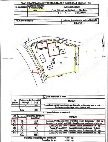 Casă cu 5 camere cu Teren 1000 Mp în Galbeni (Filipești)