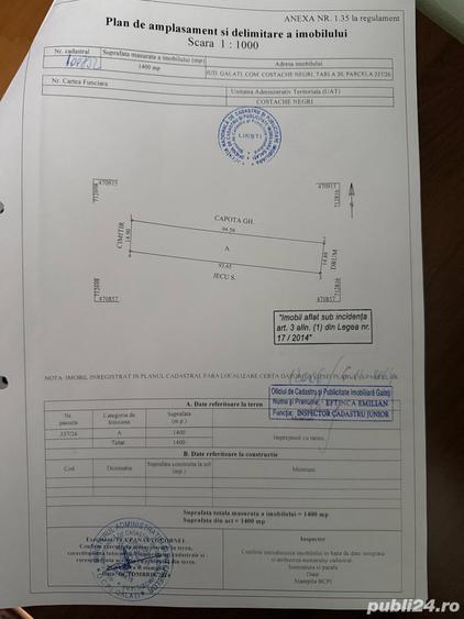 Teren de 1400 mp, în Costache Negri