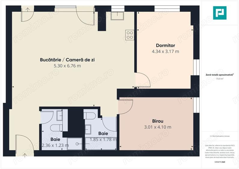 Apartament cu 3 camere decomandat în Tipografilor