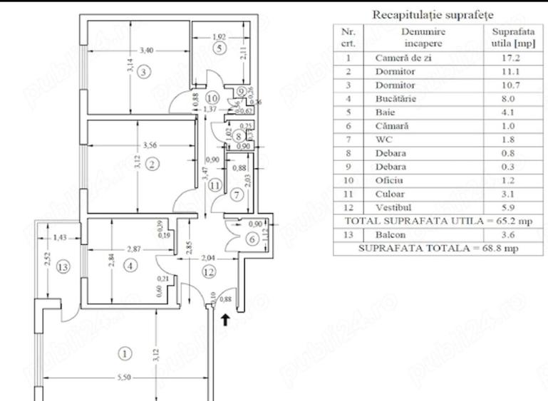 Apartament cu 3 camere decomandat în Gorjului