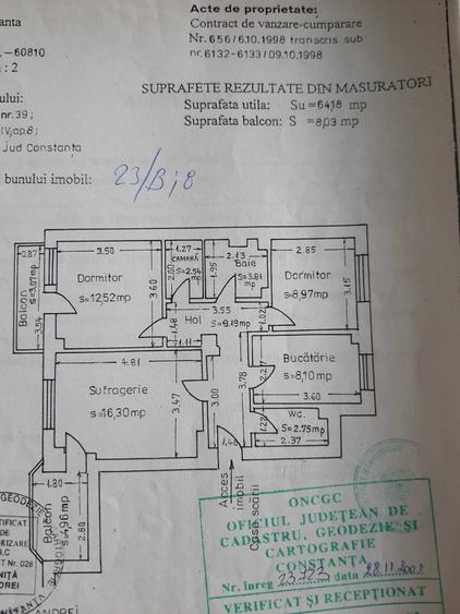 Apartament cu 3 camere decomandat în Hârșova
