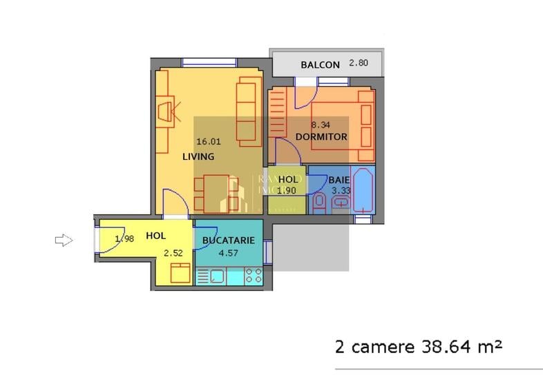 Apartament cu 2 camere semidecomandat, mobilat în Morarilor