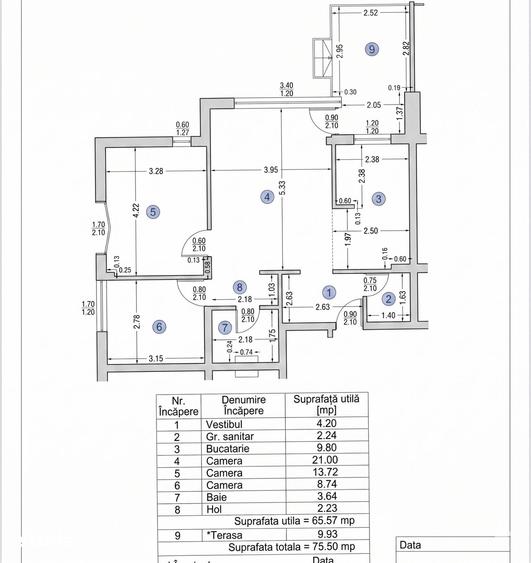 Apartament cu 3 camere în Central
