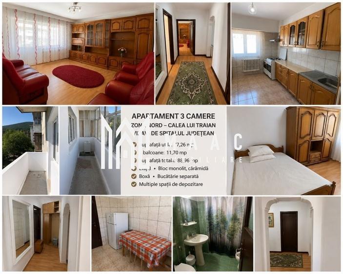 Apartament cu 3 camere decomandat, mobilat în Nord