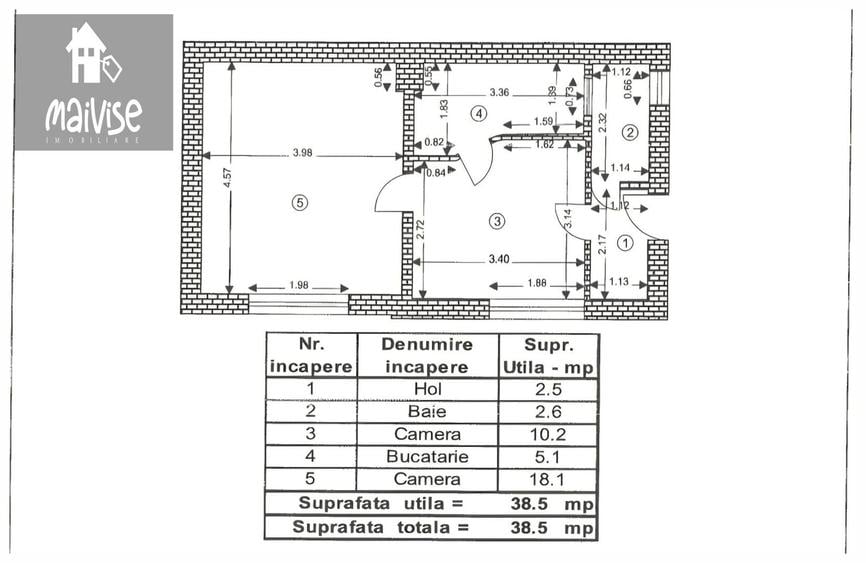 Apartament cu 2 camere semidecomandat în Schei