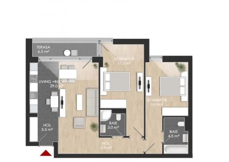 Apartament cu 3 camere în Străulești