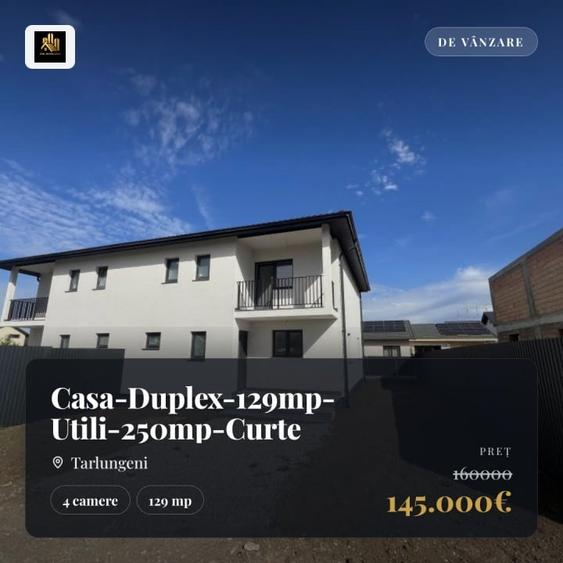 Duplex cu 4 camere cu Teren 250 Mp în Tărlungeni