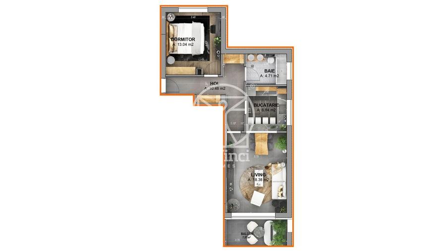 Apartament cu 2 camere decomandat în Exterior Vest