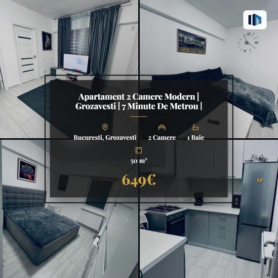 Apartament cu 2 camere semidecomandat, mobilat în Grozăvești