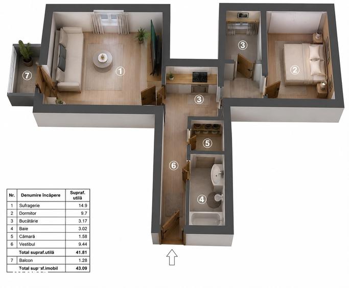Apartament cu 2 camere decomandat în Drumul Taberei