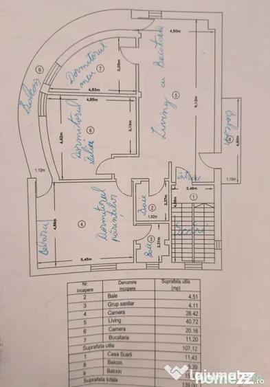 Apartament cu 3 camere semidecomandat în Central