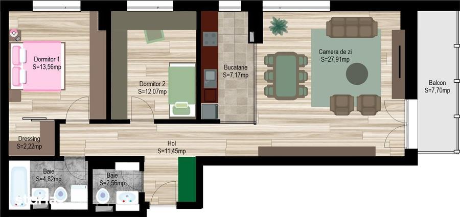 Apartament cu 3 camere în Nazărioaia