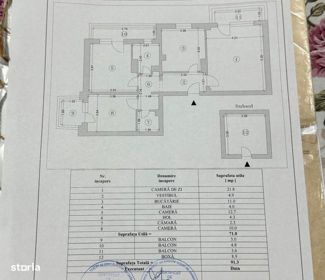 Apartament cu 3 camere, mobilat în Central