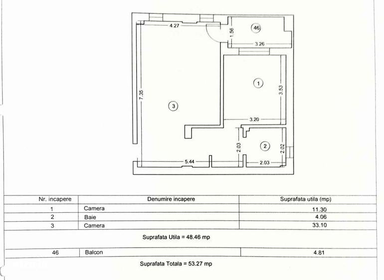 Apartament cu 2 camere în Sud
