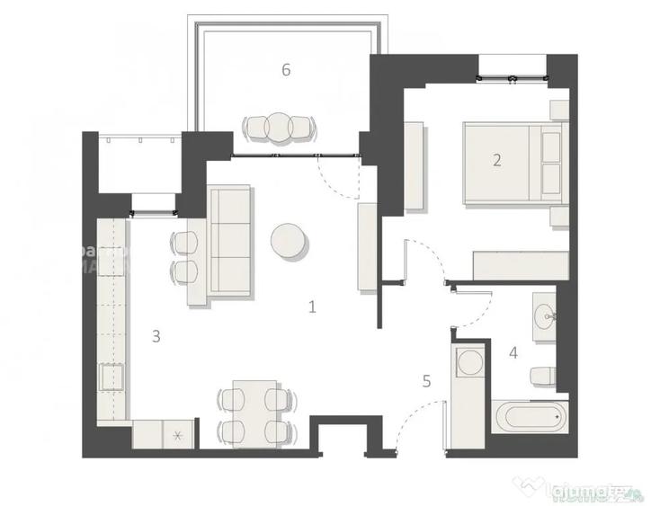 Apartament cu 2 camere decomandat în Central