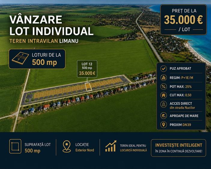 Teren Construcții de 500 mp, în Vama Veche