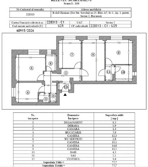 Apartament cu 4 camere semidecomandat în Pantelimon