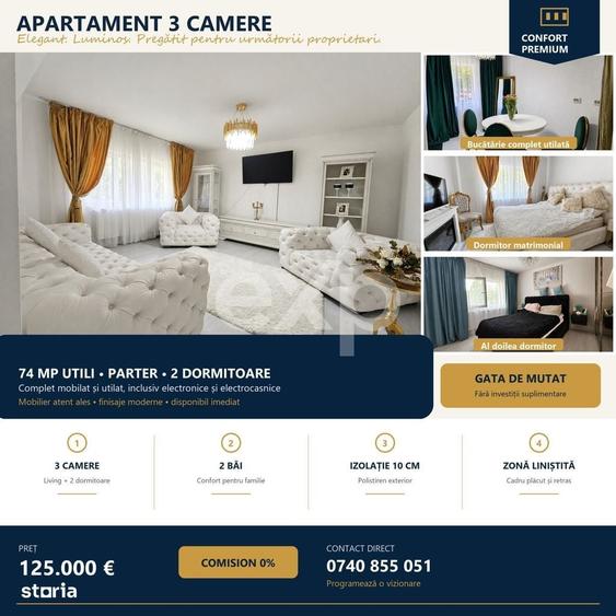 Apartament cu 3 camere în Central