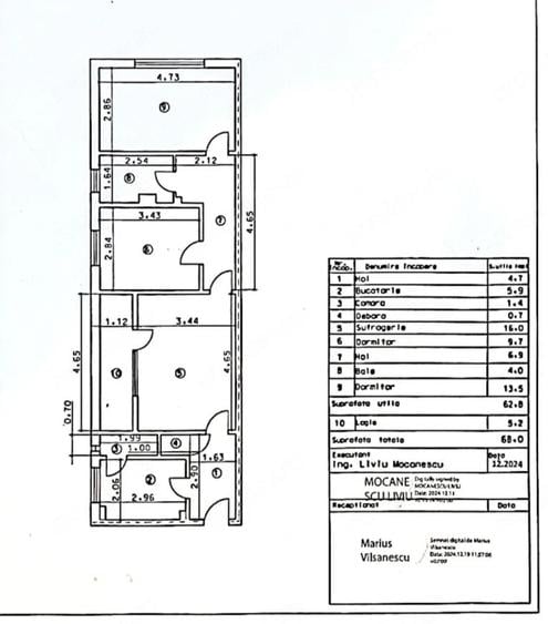 Apartament cu 3 camere semidecomandat în Vest