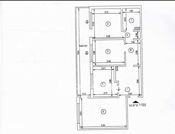 Apartament cu 3 camere decomandat în Frumoasa