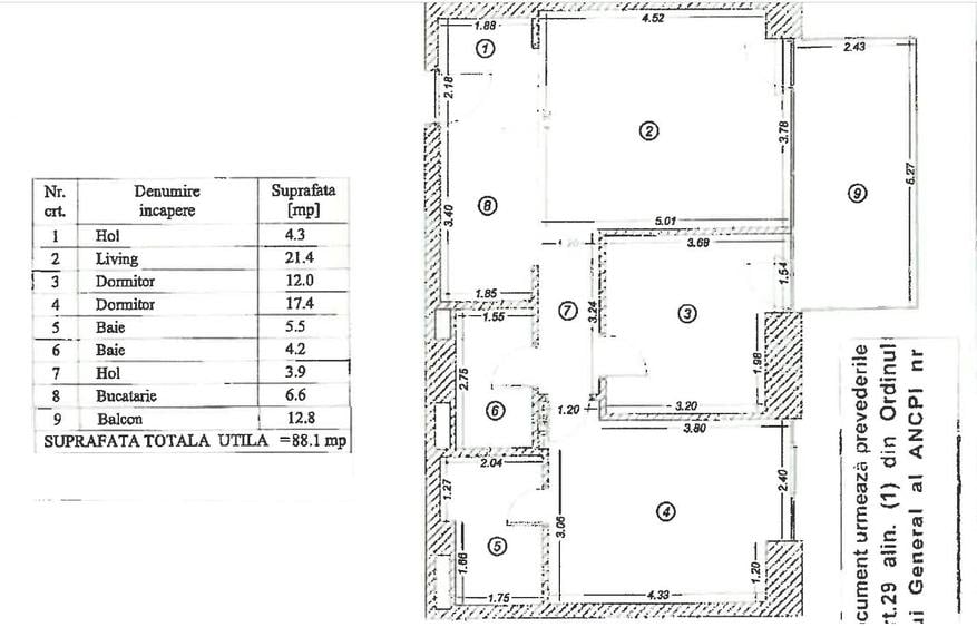 Apartament cu 3 camere în Tei