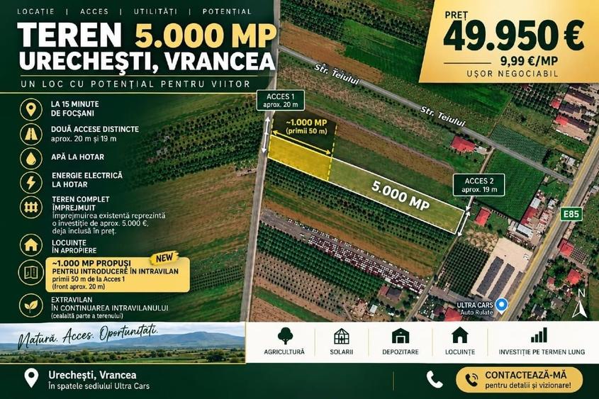 Teren Construcții intravilan de 5000 mp, în Urechești