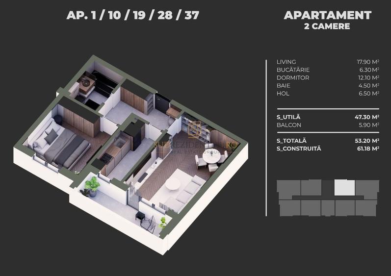 Apartament cu 2 camere decomandat în Metalurgiei