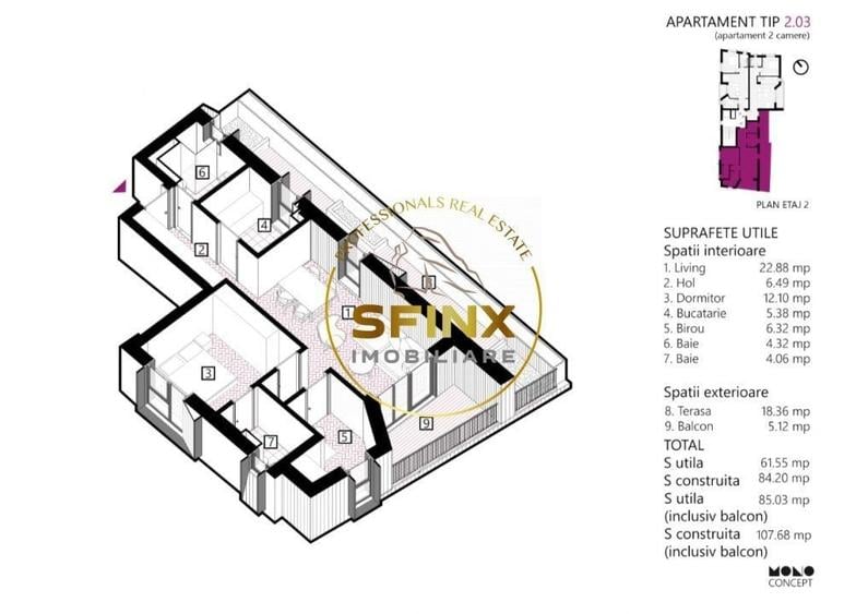 Apartament cu 3 camere în Obor