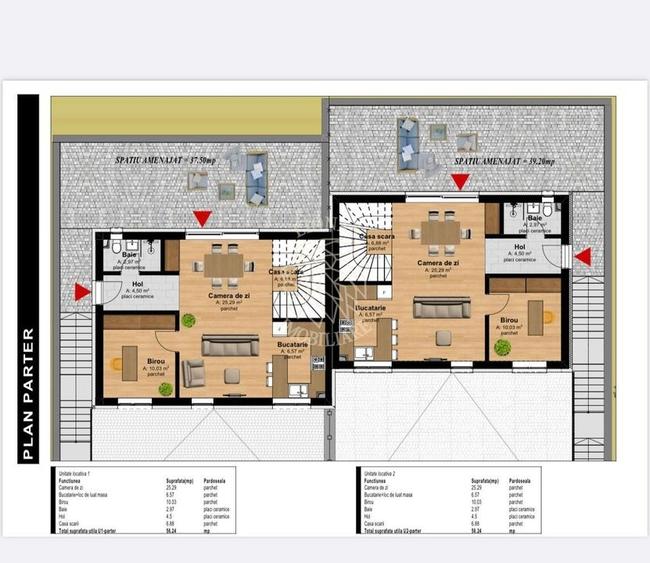 Duplex cu 4 camere cu Canalizare în Tăuți