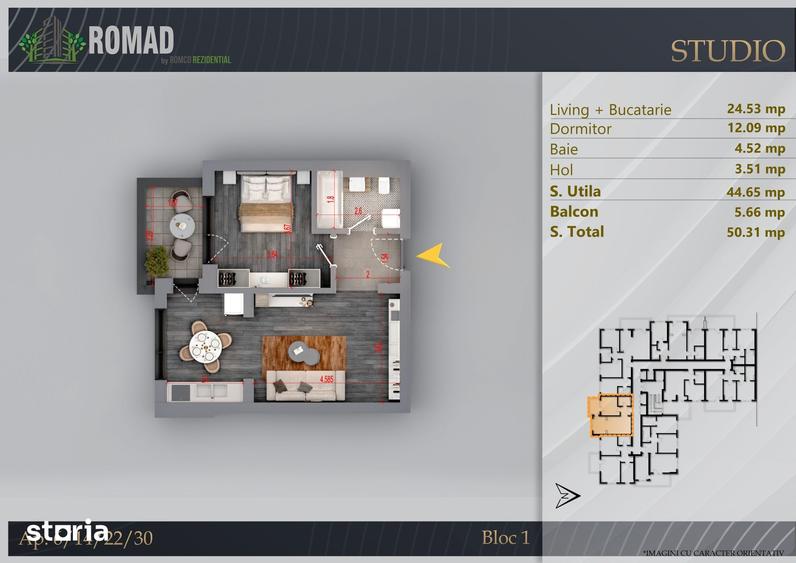 Apartament cu 2 camere în Industriilor