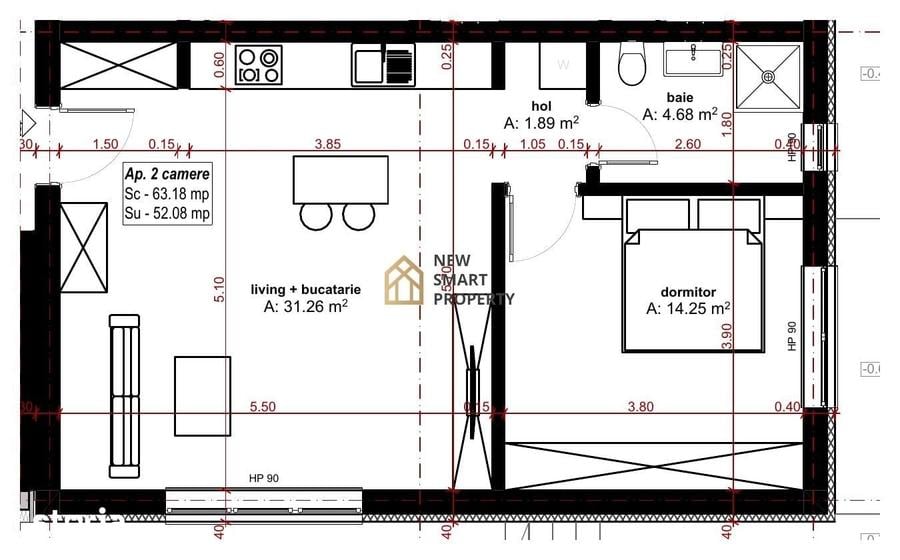 Apartament cu 2 camere în Oncea