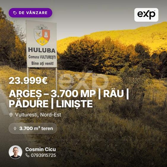 Teren Construcții extravilan de 3700 mp, în Vulturești