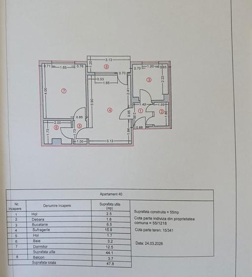 Apartament cu 2 camere semidecomandat în Central