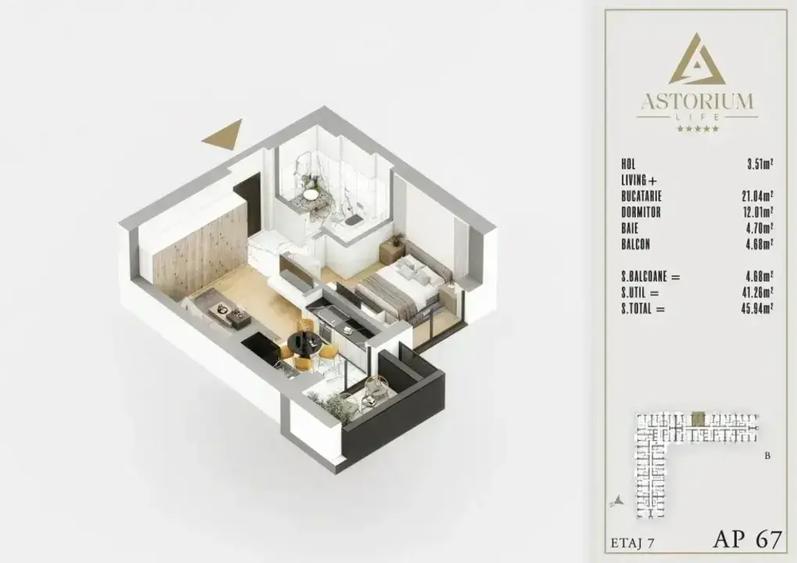 Apartament cu 2 camere decomandat în Titan