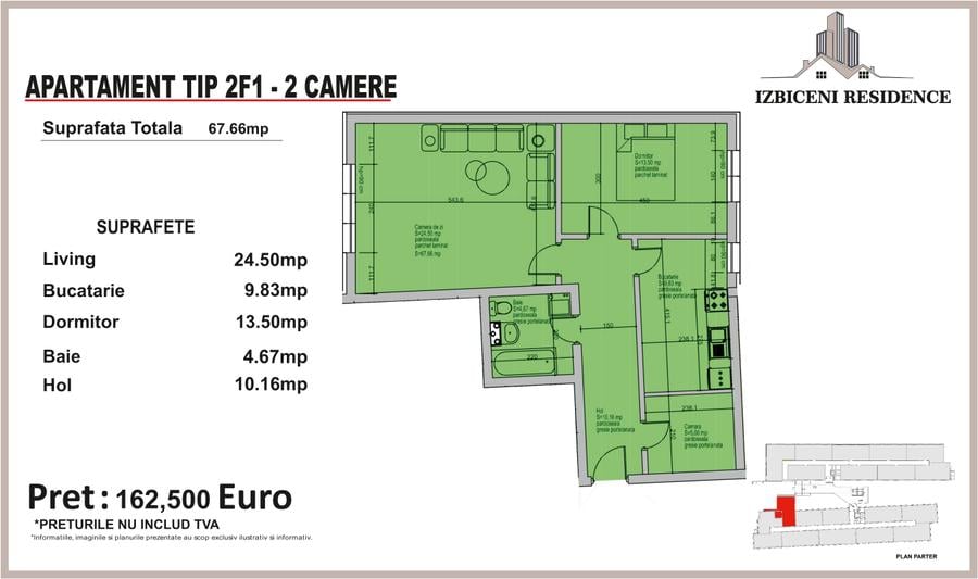 Apartament cu 2 camere în Bucureștii Noi