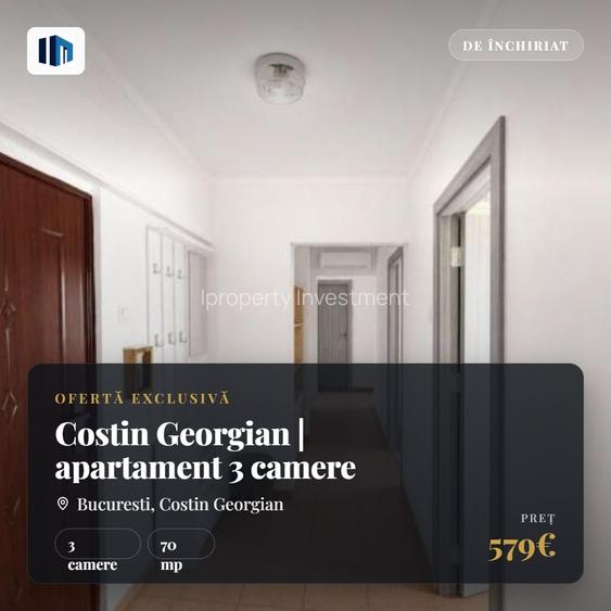 Costin Georgian | apartament 3 camere inchiriere |proximitate parcul morarilor
