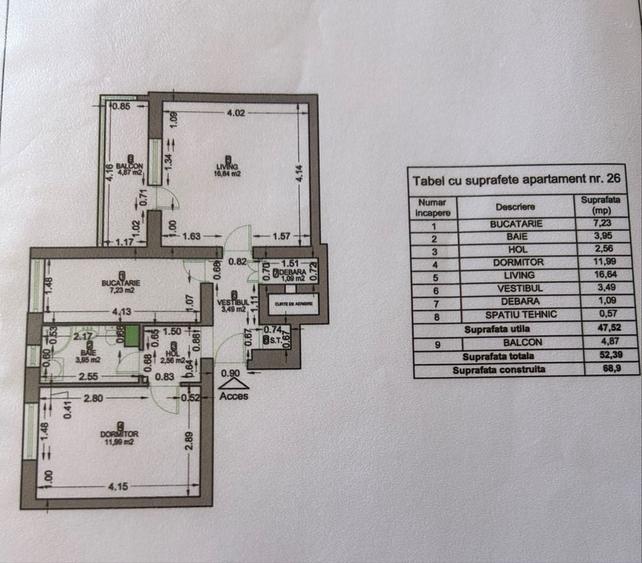 Apartament cu 2 camere decomandat în Central