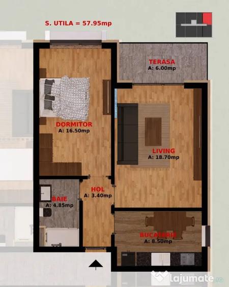 Apartament cu 2 camere decomandat în Dobroești