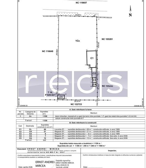 Teren Construcții intravilan de 1530 mp, în Central