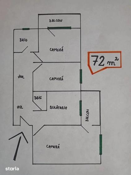 Apartament cu 3 camere decomandat în Ultracentral