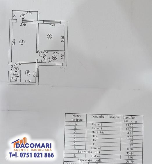 Apartament cu 2 camere în Micro 19