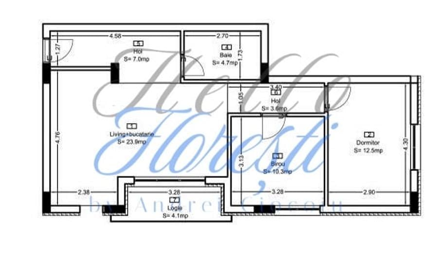 Apartament 3 camere 62mp, 4mp balcon, zona Teilor - 5